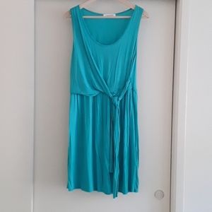Summer aqua beachy tie front sleveless dress
